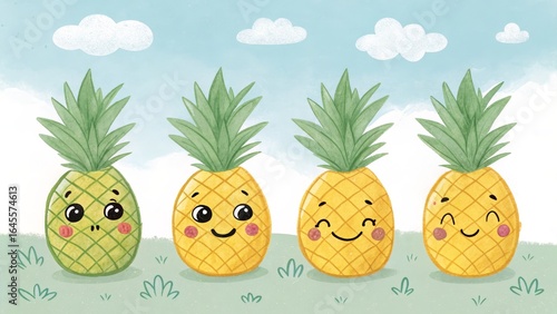 Four Cute Pineapple Friends...