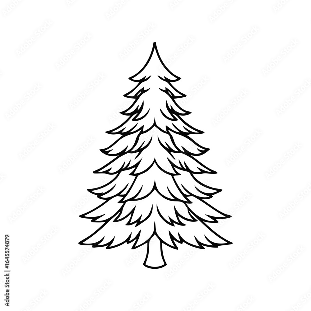 Obraz premium Simple black-and-white drawing of a pine tree. 