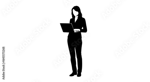 empowering businesswomen silhouette of confident professional working on laptop ideal for presentations websites and marketing materials