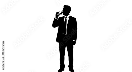 businessman taking a break coffee silhouette for success productivity and corporate wellness content