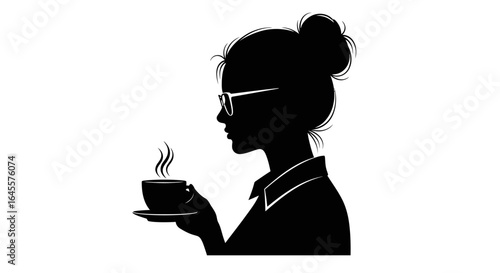 silhouette of a woman with coffee elegant profile for websites blogs and social media perfect for branding coffee shops or female empowerment content