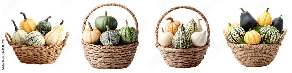 custom made wallpaper toronto digitalHarvest Bounty: Assortment of Gourds in Wicker Baskets, Isolated on White