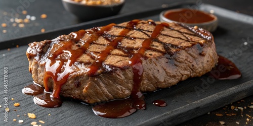 Grilled Steak with BBQ Sauc...