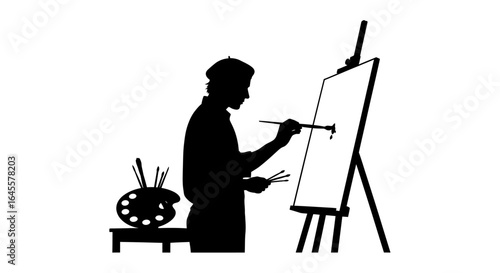 artist silhouette painting on easel creative process inspiration and artistic expression for design projects