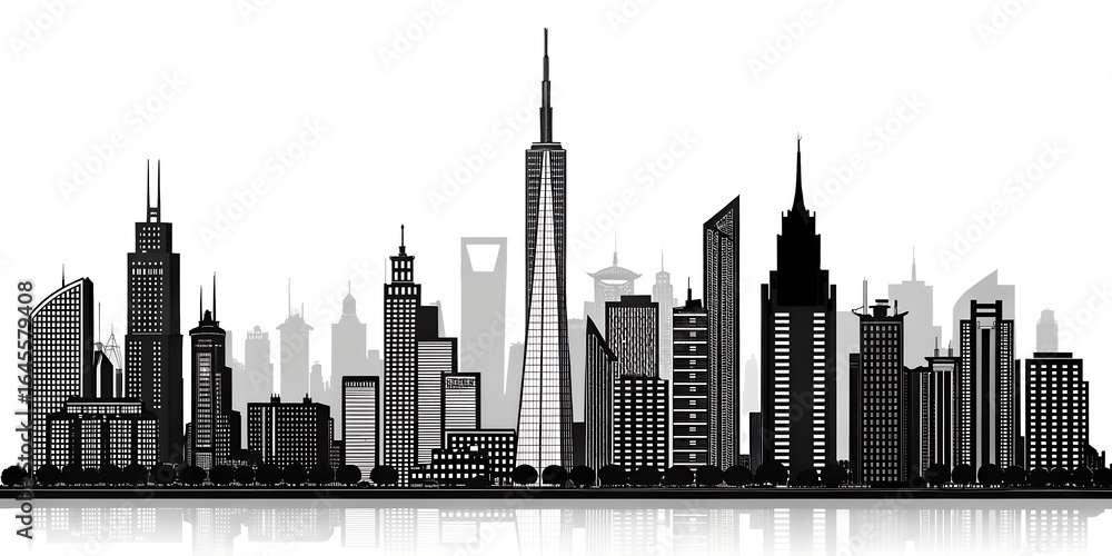Obraz premium city skyline silhouette, NY