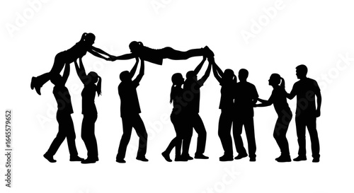 achieving collective success a powerful silhouette of teamwork collaboration and shared goals