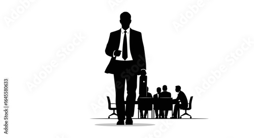 confident ceo leading his team a silhouette image perfect for business leadership success and strategy concepts