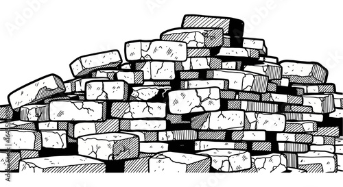 broken bricks pile illustrative graphic for construction demolition ruin and decay concepts ideal for articles books and design projects on failure restoration or resilience