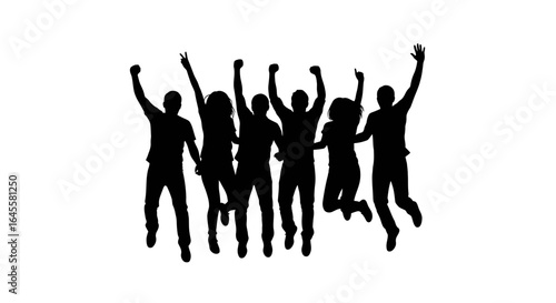 celebrating success a silhouette of joyful people jumping and exuding triumphant energy for your winning projects presentations or team celebrations