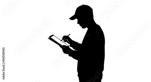 focused man taking notes silhouette of a person making important notes on a clipboard perfect for business productivity and planning concepts