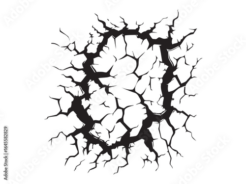 Cracked earth, a symbol of destruction and fracture.
