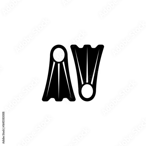 Black silhouette of diving flippers.
