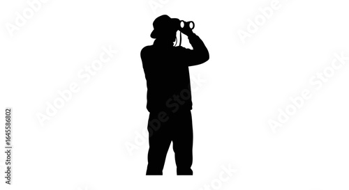 silhouette of a person using binoculars exploring new opportunities and longterm vision for business success