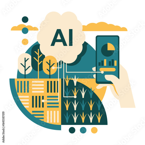 Generative AI in agriculture - Real Time Crop Insights - vector concept