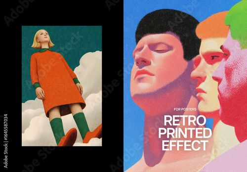 Halftone Print Poster Effect Mockup