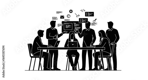 collaborative software development team brainstorming innovative solutions and strategies for business growth and digital transformation
