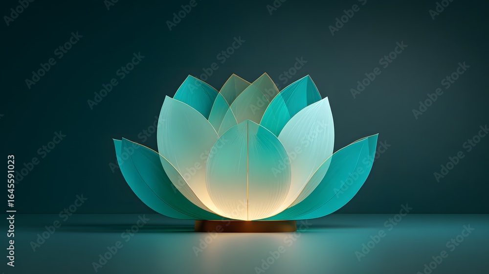 Fototapeta premium Teal and ivory lotus flower-shaped lamp.