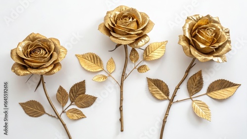 Three Golden Roses Flatlay,...