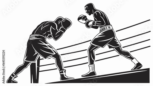 Boxing Contestants in Action Silhouette.