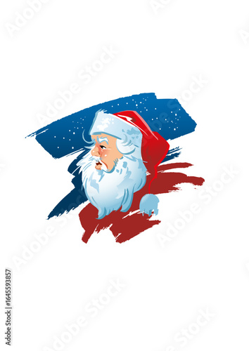 Santa Claus (Father Christmas) with a big white beard and dressed in red and white