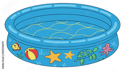 Inflatable Swimming Pool with Sea Animal Decorations and Water.