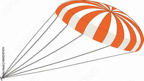 Orange and White Striped Parachute with Support Lines.