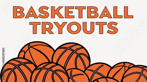 Pile of Orange Basketballs for Tryouts Announcement.