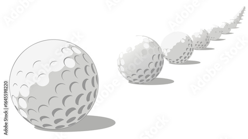 Row of Golf Balls in a Linear Arrangement.