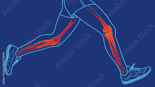Running Legs with Detailed Bone Structure Illustration.