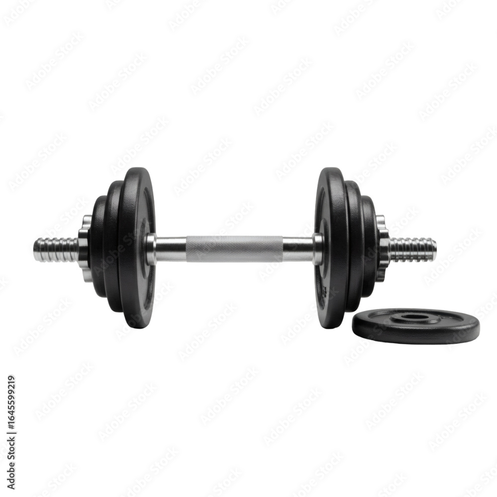 Fototapeta premium Adjustable Dumbbell Set with Weight Plates - Fitness Equipment for Home Gym Workouts, Strength Training, and Bodybuilding