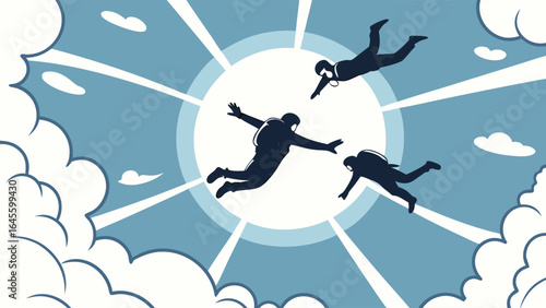 Skydivers in a Dramatic Sky Scene.