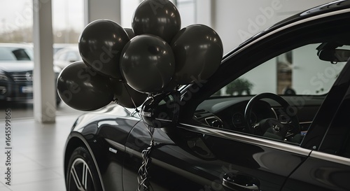 Wallpaper Mural New Car Gift with Black Balloons at Car Dealership Torontodigital.ca