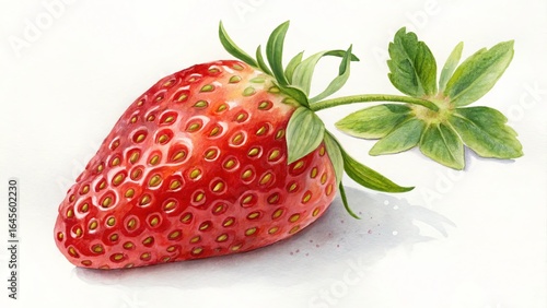 Watercolor Strawberry Botanical Illustration, Red Fruit, Close-up Composition, Summer Concept, Strawberry Painting Strawberry, Watercolor, Botanical Illustration