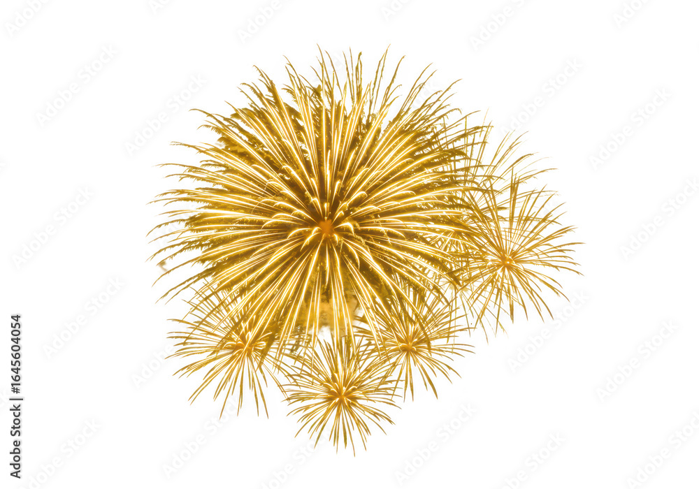 Obraz premium Golden firework burst isolated on transparent background