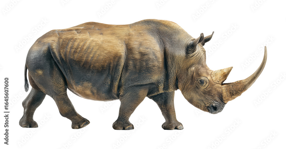 Fototapeta premium Rhinoceros walking in nature wildlife captivating scene