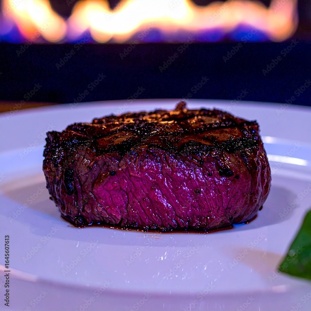 Fototapeta premium close up image of a medium rare filet steak