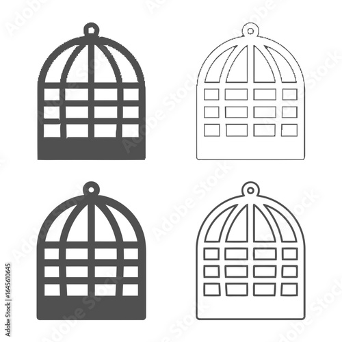 Four simple birdcage icons, black and white.
