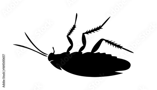 Dead cockroach silhouette, lying on its side.
