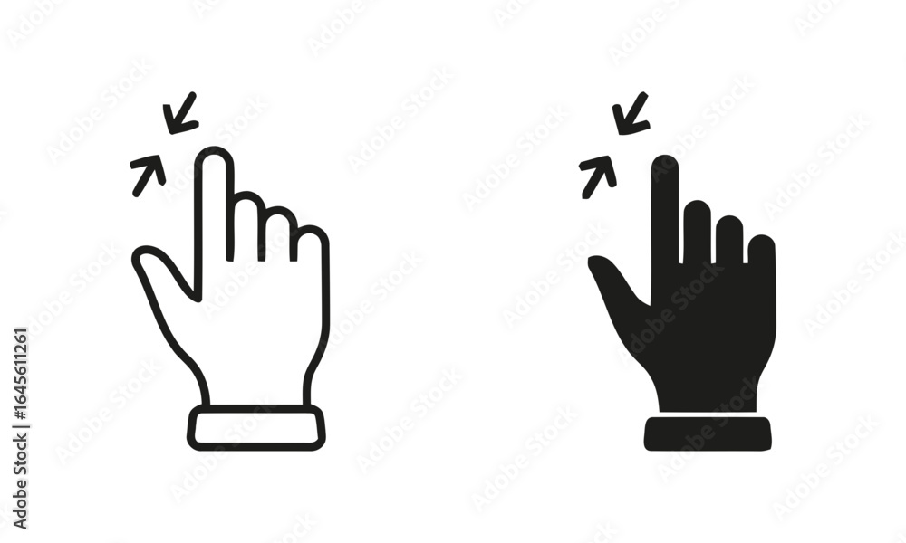 Fototapeta premium Two hand icons, one light and one dark, showing a finger pointing upwards. 