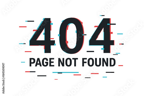 Error 404 page not found vector. Glitch effect design for website. Internet problem, offline, unavailable page, system failure, link broken, site under construction concept.