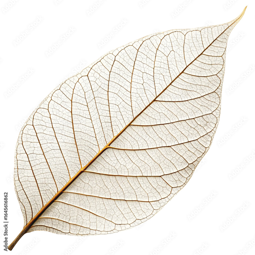 Obraz premium beautiful skeletonized leaf isolated on white background