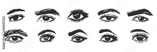 Collection of stylized eye illustrations.