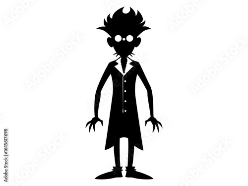 Silhouette of a sinister, creepy scientist.
