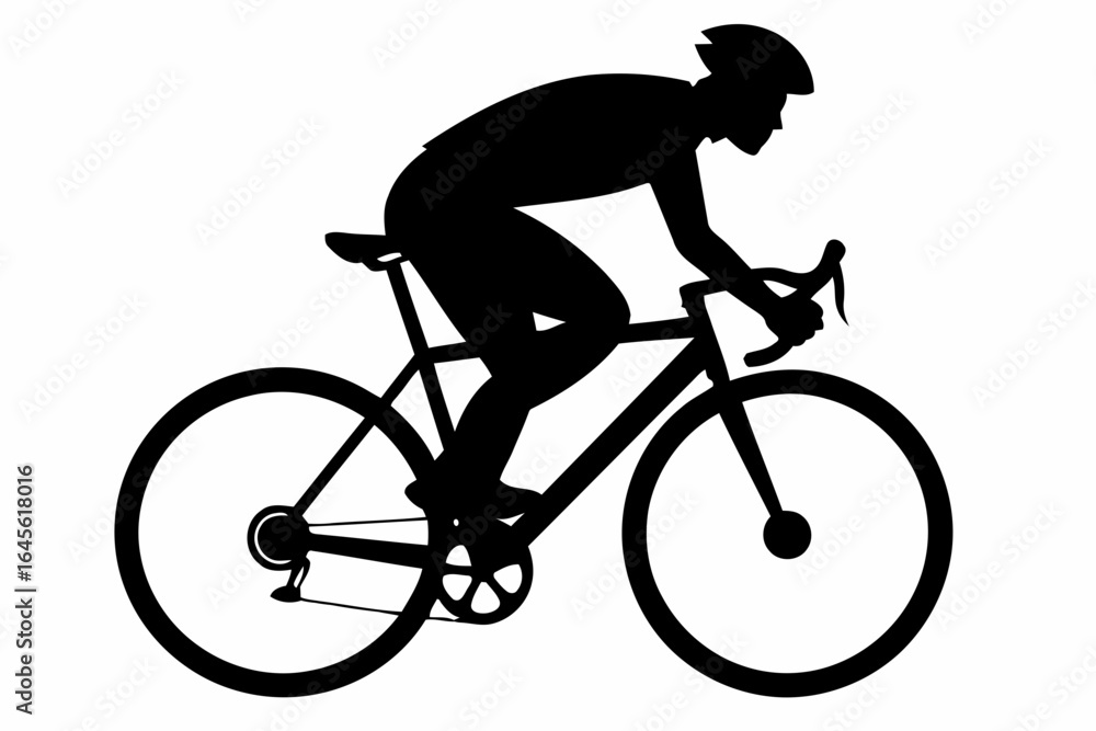Fototapeta premium Silhouette of a cyclist in motion.