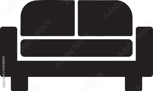 Simple Vector Illustration of a Black Loveseat