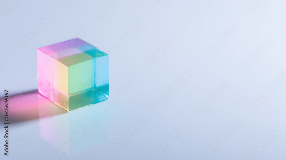 Obraz premium Colorful translucent cube on a light background.