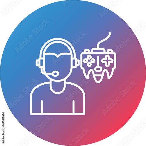 Gamer Line Gradient Circle Background Icon