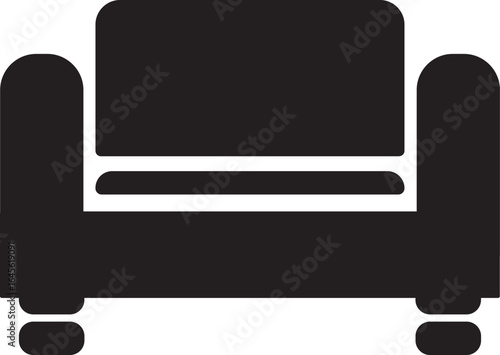 Simple Vector Illustration of a Black Loveseat