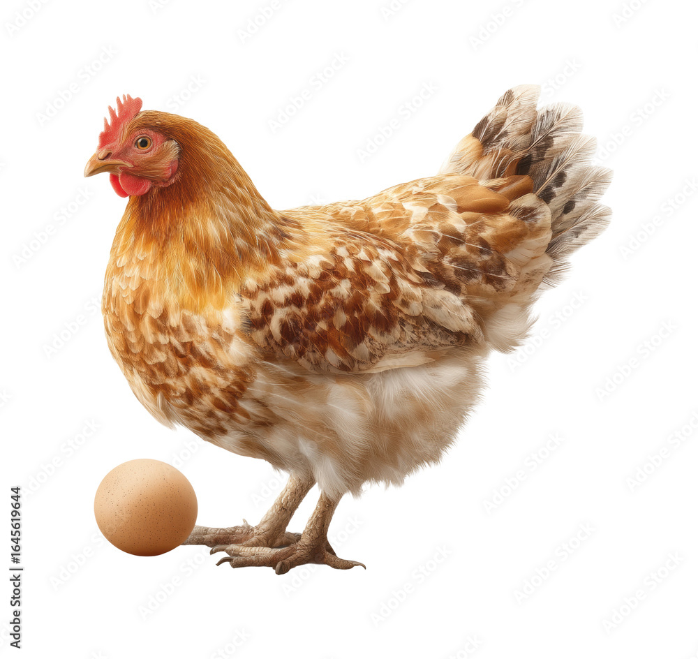 Fototapeta premium Chicken laying egg on farm animal natural