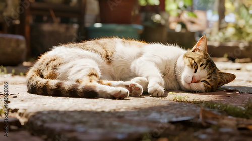 Cat Sleeping on Terrace